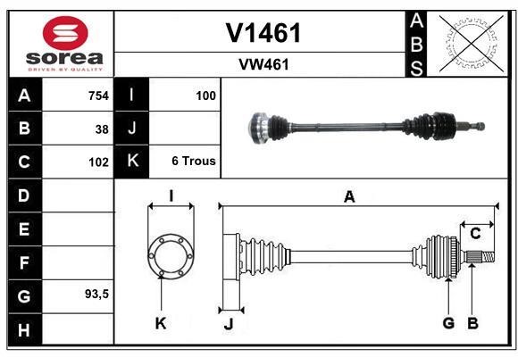 SNRA V1461 Drive shaft V1461: Buy near me in Poland at 2407.PL - Good price!