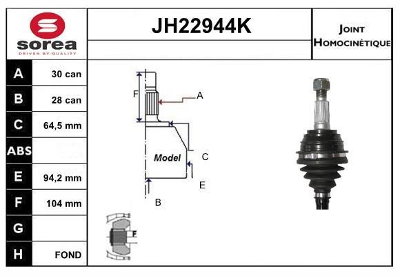 SNRA JH22944K Joint kit, drive shaft JH22944K: Buy near me in Poland at 2407.PL - Good price!