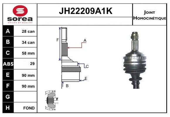 SNRA JH22209A1K Шарнір рівних кутових швидкостей (ШРКШ) JH22209A1K: Купити у Польщі - Добра ціна на 2407.PL!