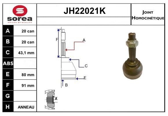 SNRA JH22021K Шарнир равных угловых скоростей (ШРУС) JH22021K: Отличная цена - Купить в Польше на 2407.PL!
