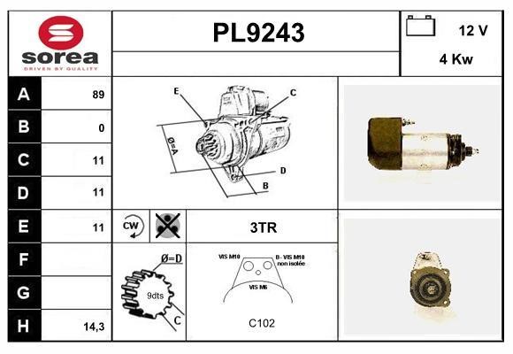 SNRA PL9243 Стартер PL9243: Отличная цена - Купить в Польше на 2407.PL!