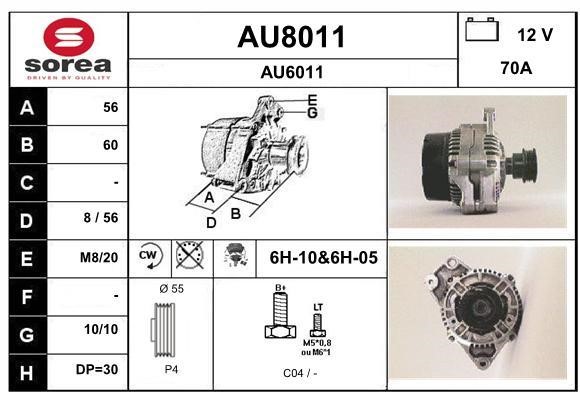 SNRA AU8011 Alternator AU8011: Buy near me in Poland at 2407.PL - Good price!
