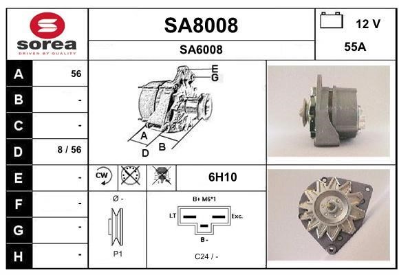 SNRA SA8008 Alternator SA8008: Buy near me in Poland at 2407.PL - Good price!