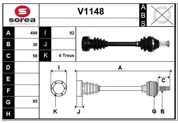 SNRA V1148 Drive shaft V1148: Buy near me in Poland at 2407.PL - Good price!