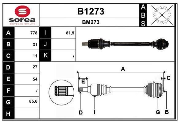 SNRA B1273 Drive shaft B1273: Buy near me in Poland at 2407.PL - Good price!