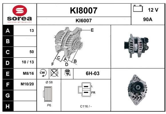 SNRA KI8007 Alternator KI8007: Buy near me in Poland at 2407.PL - Good price!