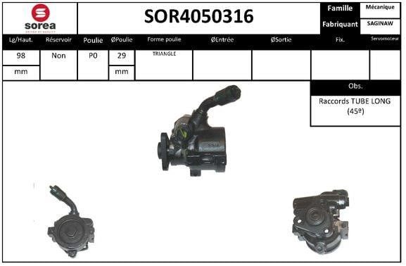 SNRA SOR4050316 Pompa hydrauliczna, układ kierowniczy SOR4050316: Dobra cena w Polsce na 2407.PL - Kup Teraz!