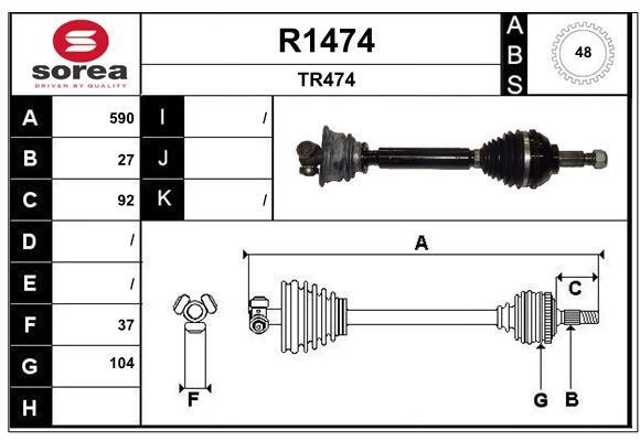 SNRA R1474 Drive shaft R1474: Buy near me in Poland at 2407.PL - Good price!