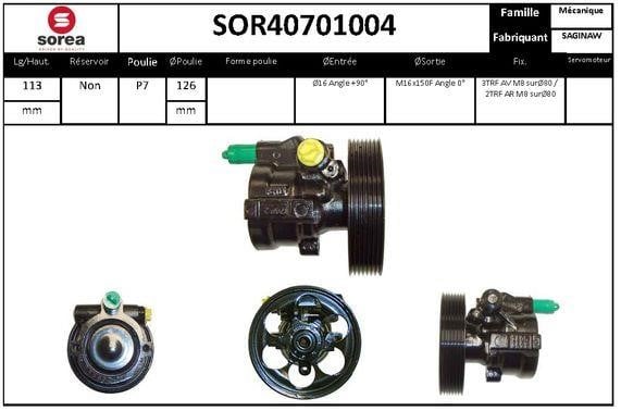 SNRA SOR40701004 Hydraulic Pump, steering system SOR40701004: Buy near me in Poland at 2407.PL - Good price!