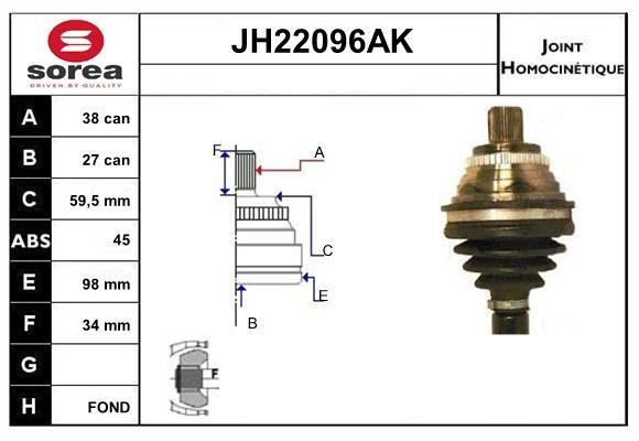 SNRA JH22096AK Шарнір рівних кутових швидкостей (ШРКШ) JH22096AK: Приваблива ціна - Купити у Польщі на 2407.PL!