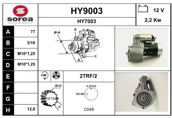 SNRA HY9003 Starter HY9003: Buy near me in Poland at 2407.PL - Good price!