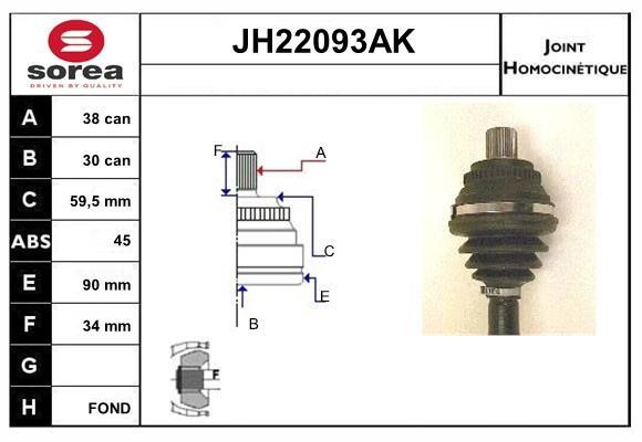 SNRA JH22093AK Шарнір рівних кутових швидкостей (ШРКШ) JH22093AK: Приваблива ціна - Купити у Польщі на 2407.PL!