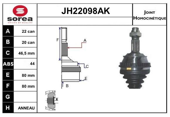 SNRA JH22098AK Шарнир равных угловых скоростей (ШРУС) JH22098AK: Купить в Польше - Отличная цена на 2407.PL!