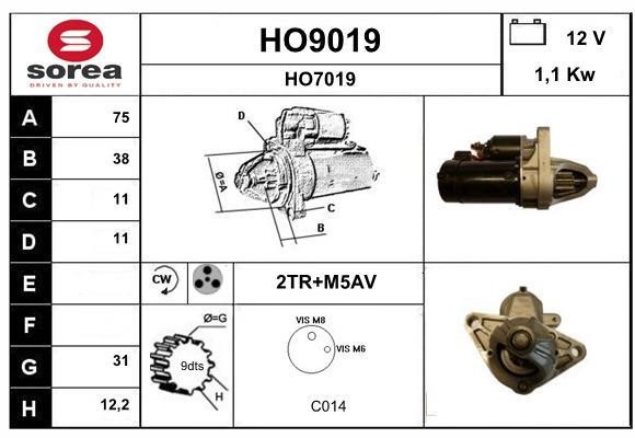 SNRA HO9019 Starter HO9019: Buy near me in Poland at 2407.PL - Good price!