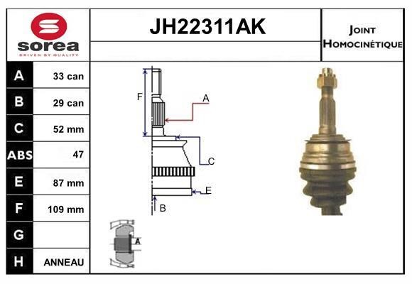 SNRA JH22311AK Шарнір рівних кутових швидкостей (ШРКШ) JH22311AK: Приваблива ціна - Купити у Польщі на 2407.PL!
