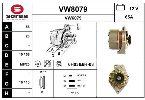 SNRA VW8079 Alternator VW8079: Buy near me in Poland at 2407.PL - Good price!