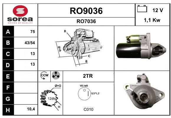 SNRA RO9036 Стартер RO9036: Отличная цена - Купить в Польше на 2407.PL!