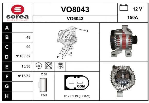 SNRA VO8043 Alternator VO8043: Dobra cena w Polsce na 2407.PL - Kup Teraz!