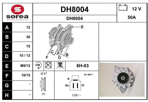 SNRA DH8004 Alternator DH8004: Buy near me in Poland at 2407.PL - Good price!