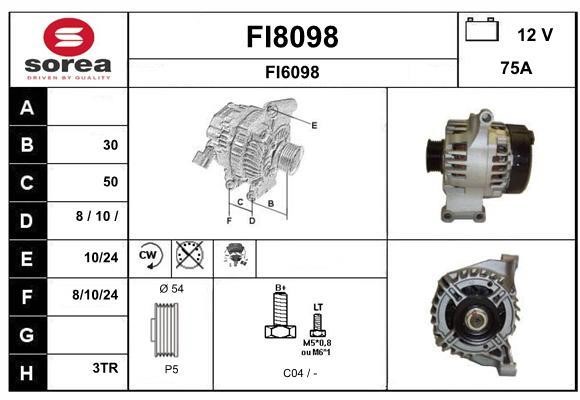 SNRA FI8098 Alternator FI8098: Buy near me in Poland at 2407.PL - Good price!