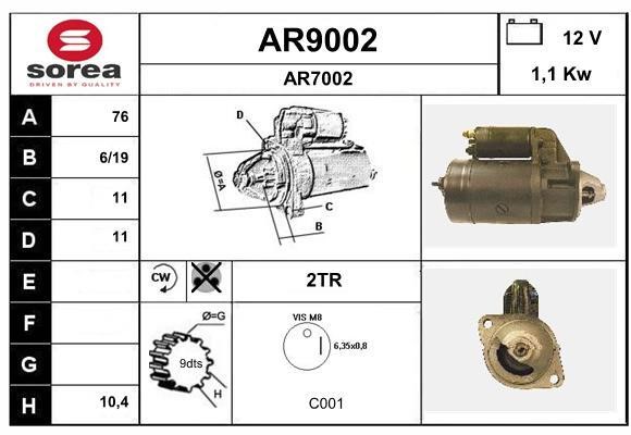 SNRA AR9002 Starter AR9002: Buy near me in Poland at 2407.PL - Good price!