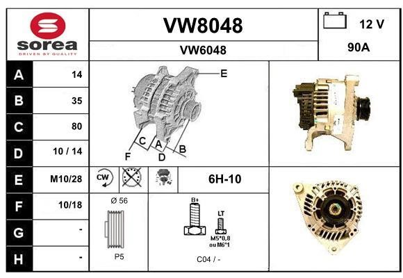 SNRA VW8048 Alternator VW8048: Buy near me in Poland at 2407.PL - Good price!