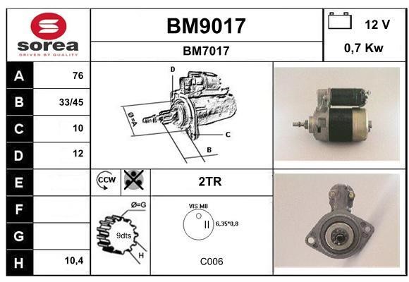 SNRA BM9017 Стартер BM9017: Отличная цена - Купить в Польше на 2407.PL!