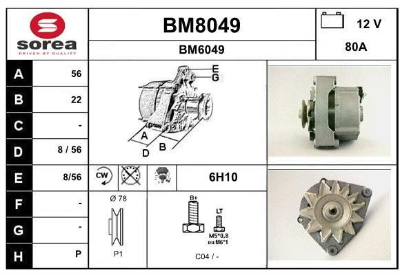 SNRA BM8049 Alternator BM8049: Buy near me in Poland at 2407.PL - Good price!