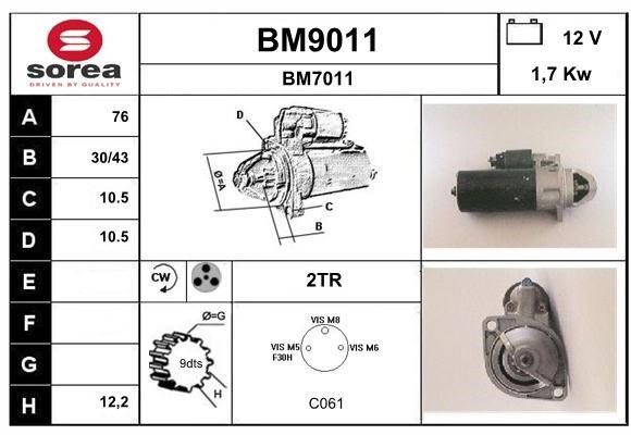 SNRA BM9011 Starter BM9011: Buy near me in Poland at 2407.PL - Good price!