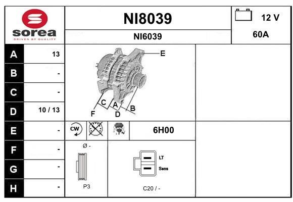 SNRA NI8039 Alternator NI8039: Dobra cena w Polsce na 2407.PL - Kup Teraz!