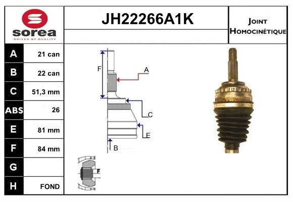 SNRA JH22266A1K Шарнир равных угловых скоростей (ШРУС) JH22266A1K: Отличная цена - Купить в Польше на 2407.PL!