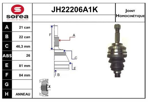 SNRA JH22206A1K Шарнир равных угловых скоростей (ШРУС) JH22206A1K: Отличная цена - Купить в Польше на 2407.PL!