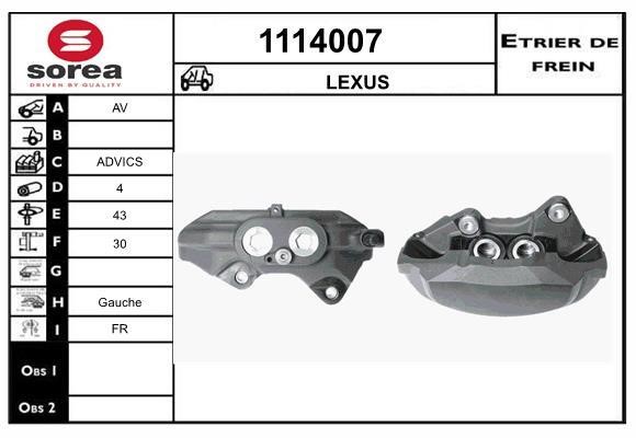 SNRA 1114007 Brake caliper front left 1114007: Buy near me in Poland at 2407.PL - Good price!