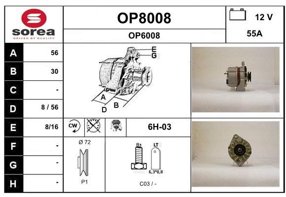 SNRA OP8008 Alternator OP8008: Buy near me in Poland at 2407.PL - Good price!