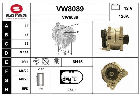 SNRA VW8089 Генератор VW8089: Отличная цена - Купить в Польше на 2407.PL!