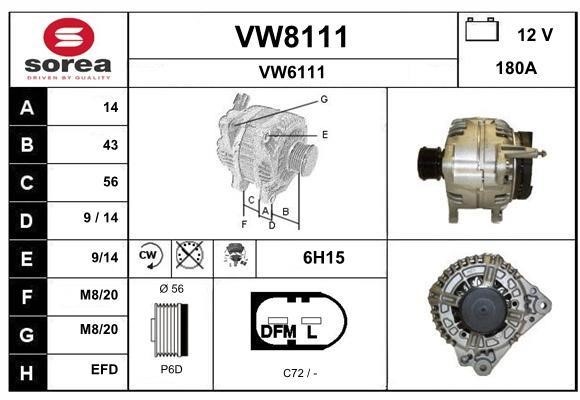 SNRA VW8111 Alternator VW8111: Buy near me in Poland at 2407.PL - Good price!