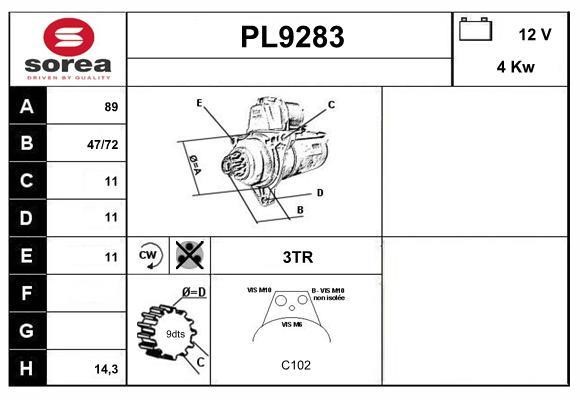 SNRA PL9283 Стартер PL9283: Отличная цена - Купить в Польше на 2407.PL!