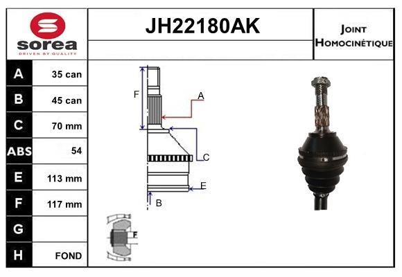 SNRA JH22180AK Шарнир равных угловых скоростей (ШРУС) JH22180AK: Отличная цена - Купить в Польше на 2407.PL!