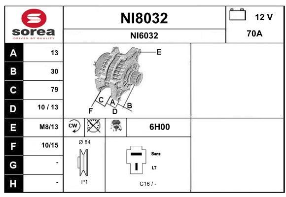 SNRA NI8032 Alternator NI8032: Buy near me in Poland at 2407.PL - Good price!