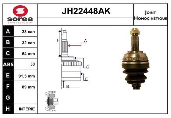 SNRA JH22448AK Шарнир равных угловых скоростей (ШРУС) JH22448AK: Отличная цена - Купить в Польше на 2407.PL!