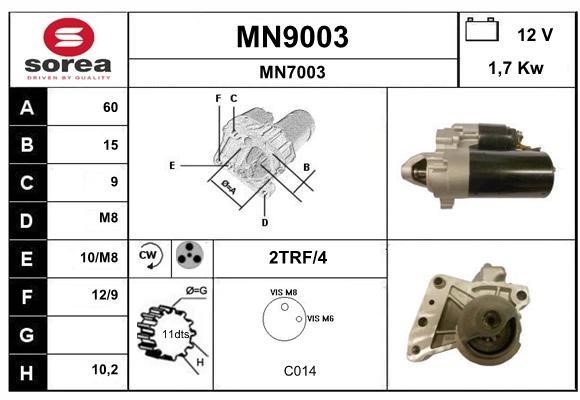SNRA MN9003 Starter MN9003: Buy near me in Poland at 2407.PL - Good price!