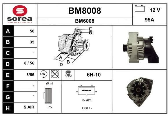 SNRA BM8008 Alternator BM8008: Buy near me in Poland at 2407.PL - Good price!