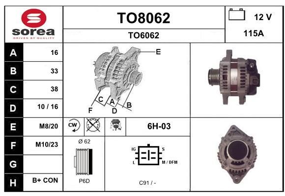 SNRA TO8062 Alternator TO8062: Buy near me in Poland at 2407.PL - Good price!