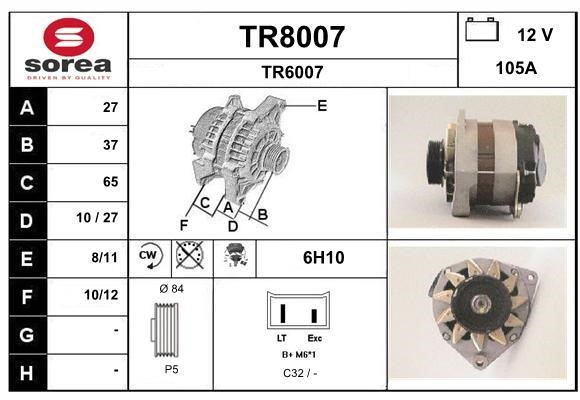 SNRA TR8007 Alternator TR8007: Buy near me in Poland at 2407.PL - Good price!