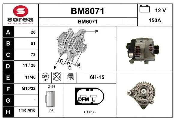 SNRA BM8071 Alternator BM8071: Buy near me in Poland at 2407.PL - Good price!