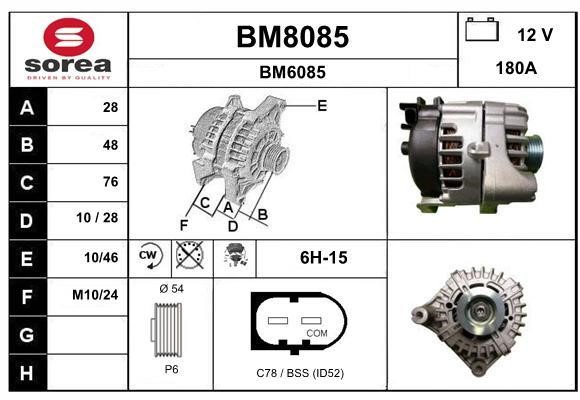 SNRA BM8085 Alternator BM8085: Buy near me in Poland at 2407.PL - Good price!