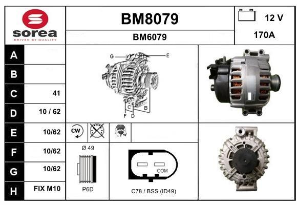 SNRA BM8079 Alternator BM8079: Buy near me in Poland at 2407.PL - Good price!