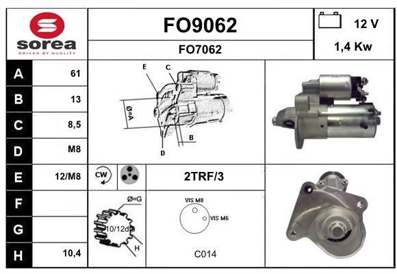 SNRA FO9062 Starter FO9062: Buy near me at 2407.PL in Poland at an Affordable price!
