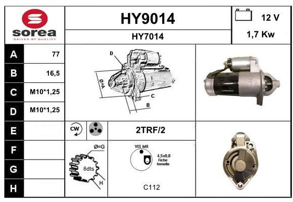 SNRA HY9014 Starter HY9014: Buy near me in Poland at 2407.PL - Good price!