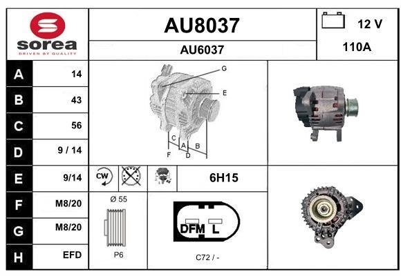 SNRA AU8037 Alternator AU8037: Buy near me in Poland at 2407.PL - Good price!